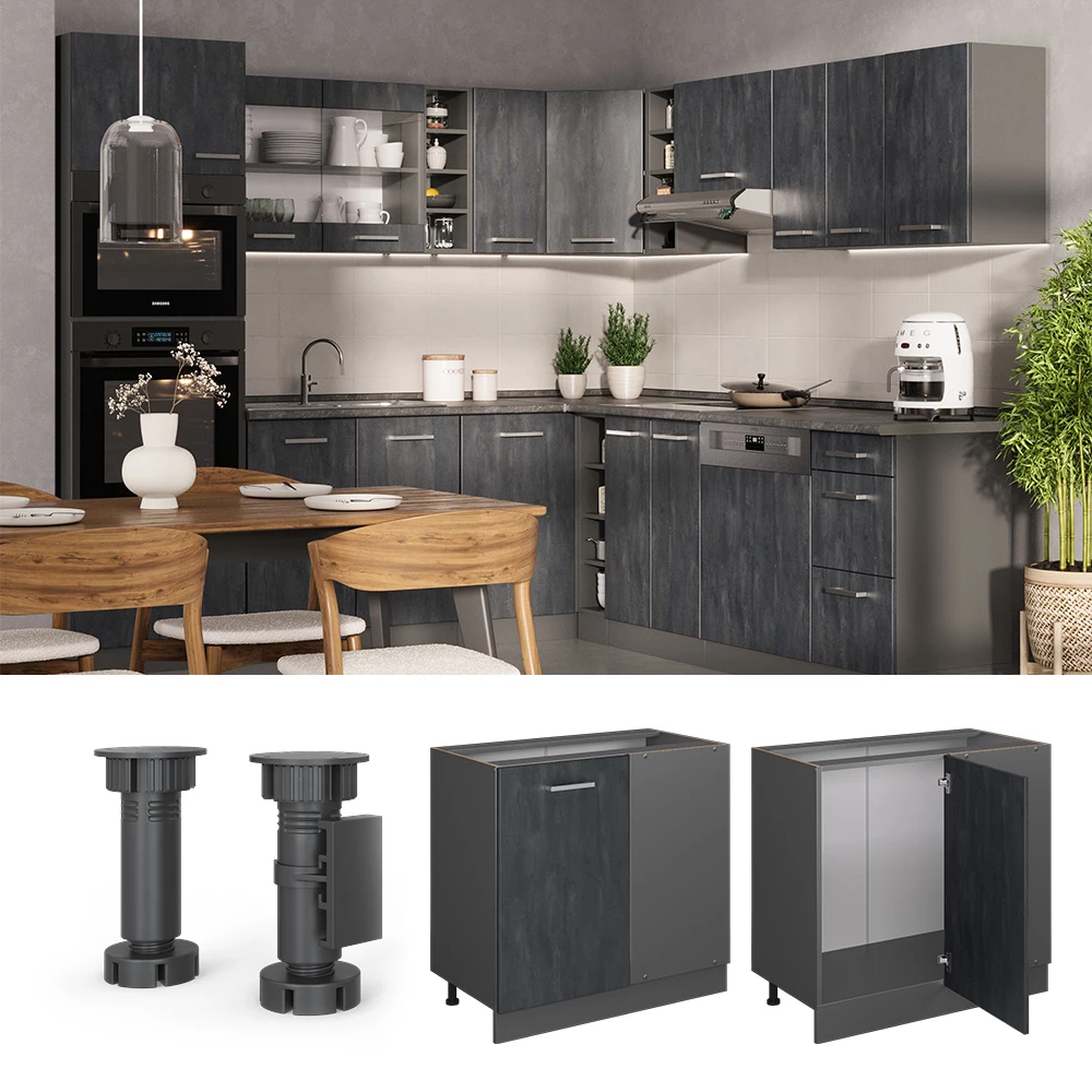 Cucina Angolare Vicco R-line Grigio-Blu/Bianco - Modulare 227x287 Cm Senza Piano - Foto 5