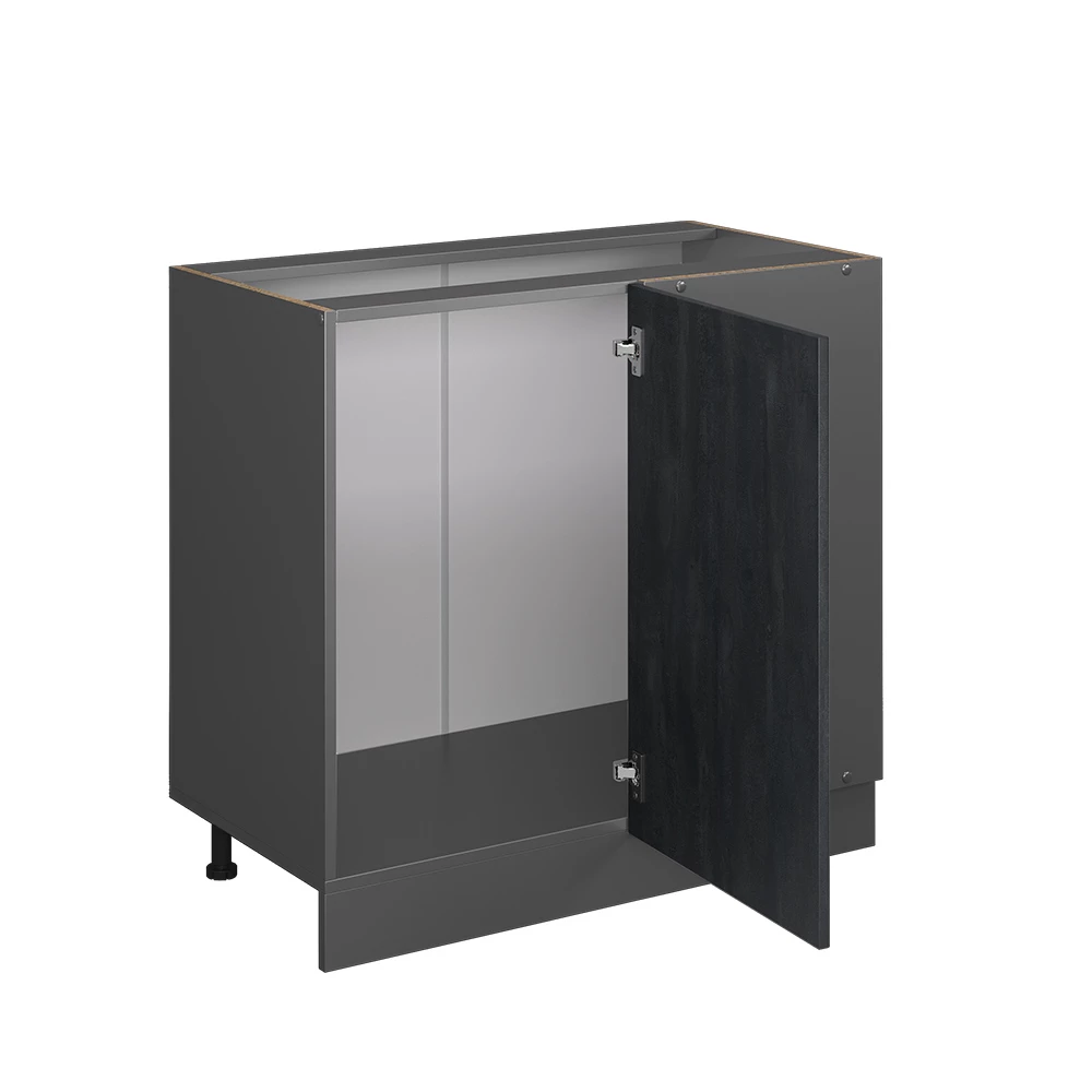 Vicco Eckunterschrank Schwarz Beton 86 cm ohne Arbeitsplatte, R-Line