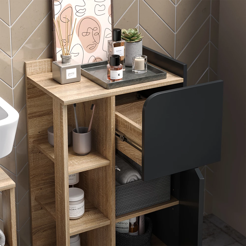 Vicco Armadietto di base Antracite 50 x 90 cm con anta e cassetto, Karen