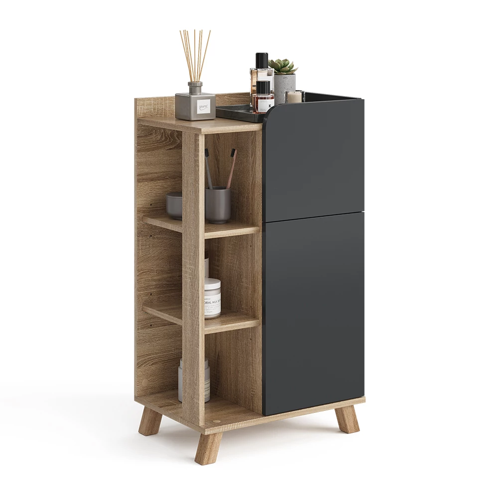 Vicco Armadietto di base Antracite 50 x 90 cm con anta e cassetto, Karen