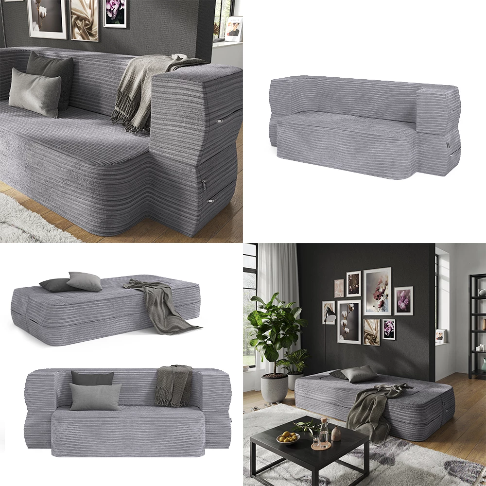 livinity® Sofa Grau 190 cm mit Schlaffunktion, Lille