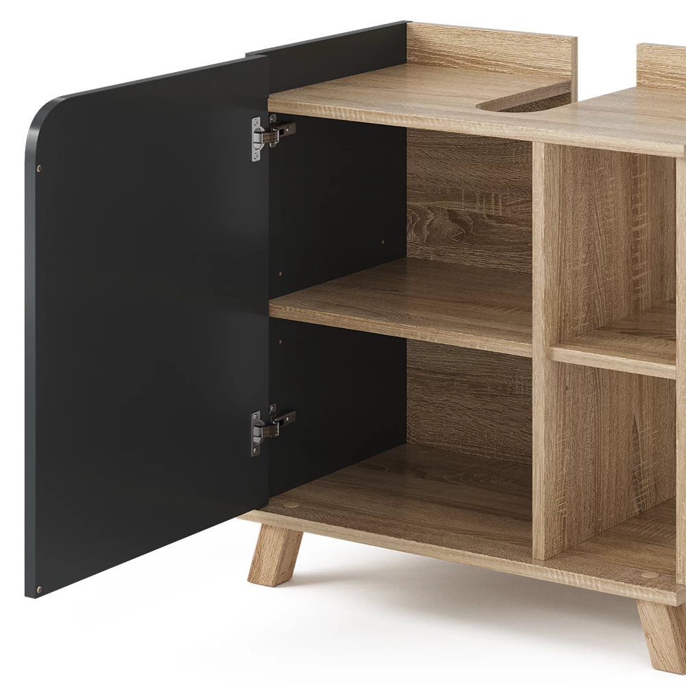 Vicco Mobiletto per lavabo Antracite 60 x 65 cm con porta e vani aperti, Karen