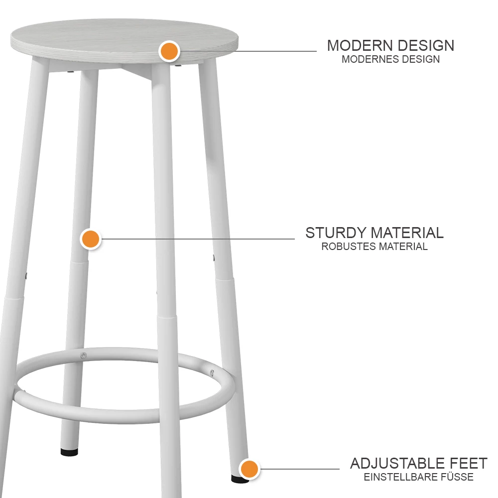 Barhocker Edmonton Weiß 31.5 x 64 cm 2 Teile livinity®