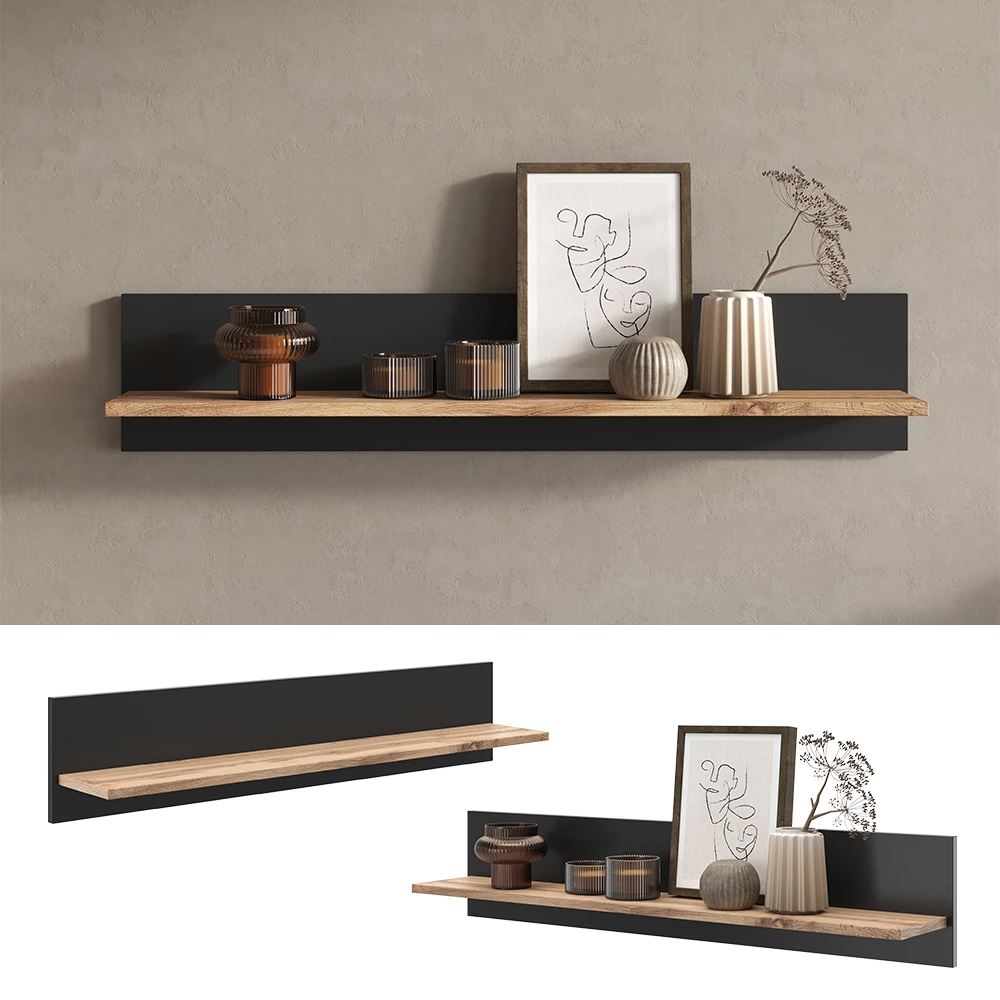 Vicco Libreria da parete Quercia Wotan 100 x 20 cm staffa a parete, Amber