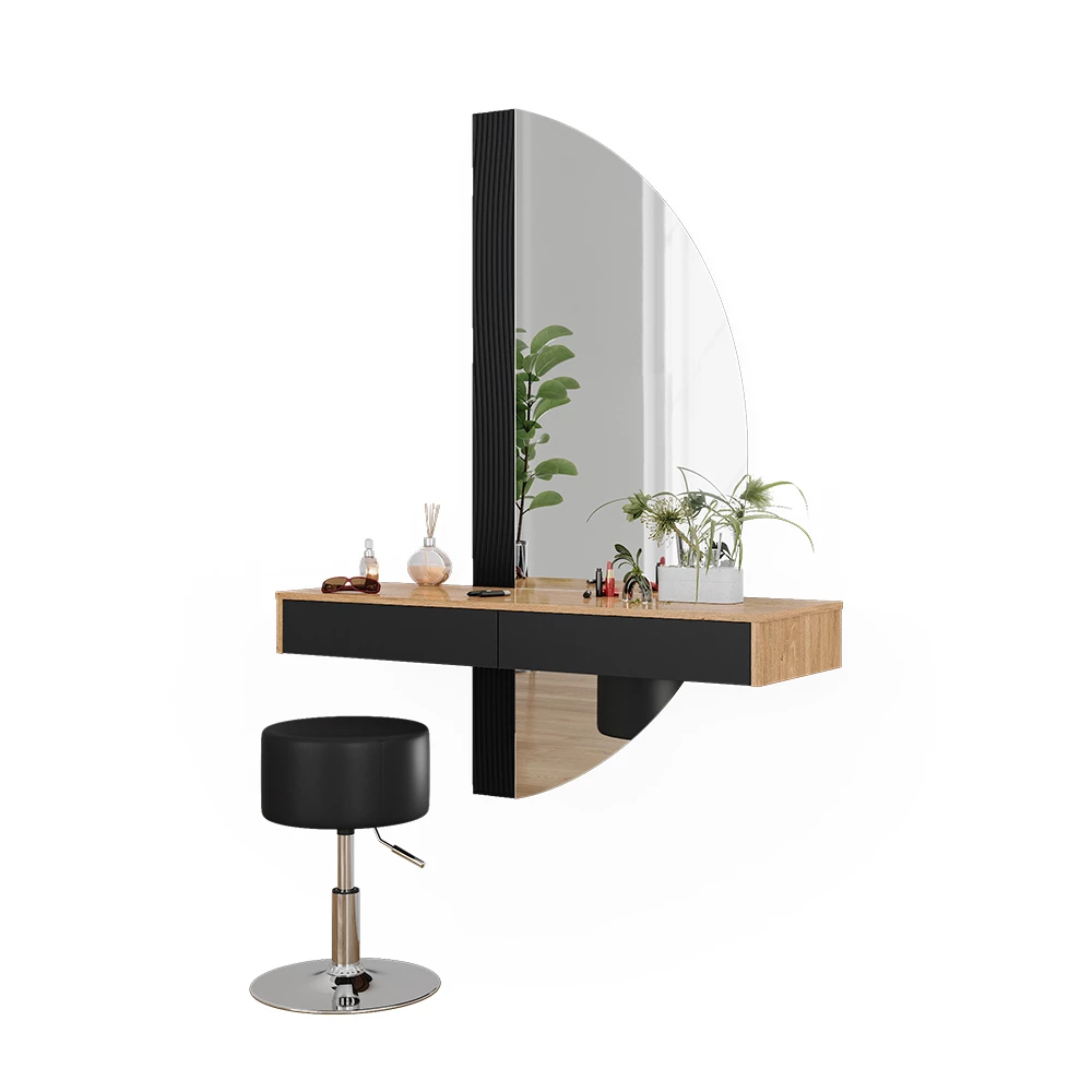 Vicco Tavolo Da Toeletta Dekos, Nero, 75 Cm Con Sgabello