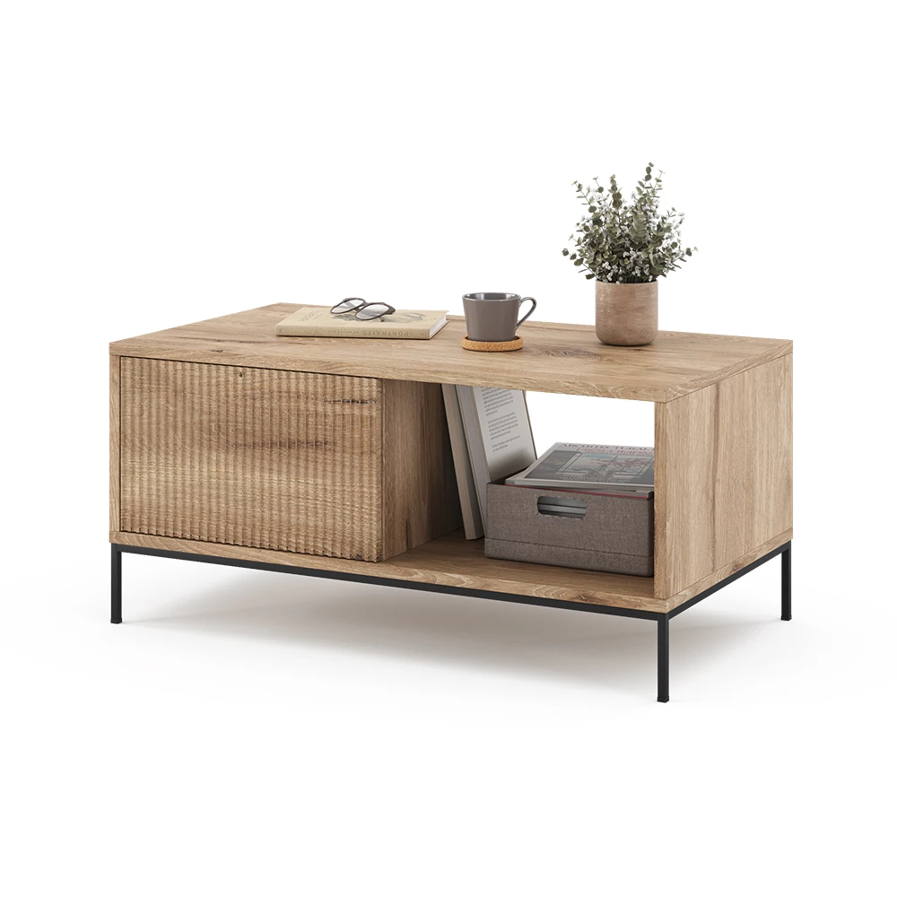 livinity® Couchtisch Viking Oak 90 x 50 cm mit einer Schublade, Eliza