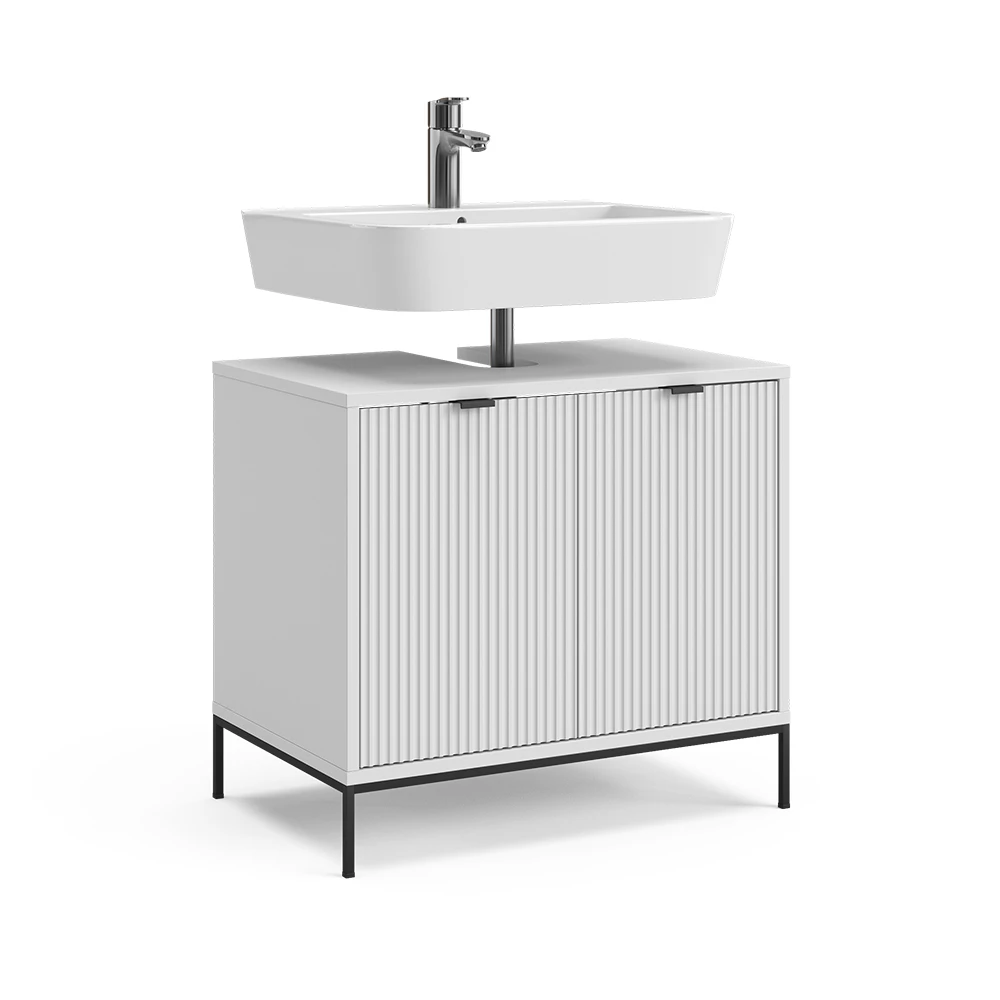 livinity® Waschtischunterschrank Weiß 70 x 63 cm mit 2 Türen, Eliza