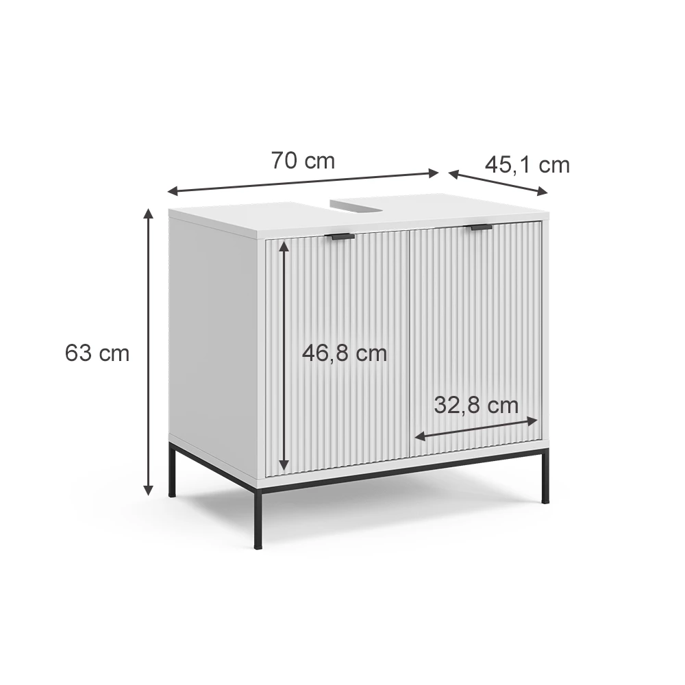 livinity® Waschtischunterschrank Weiß 70 x 63 cm mit 2 Türen, Eliza