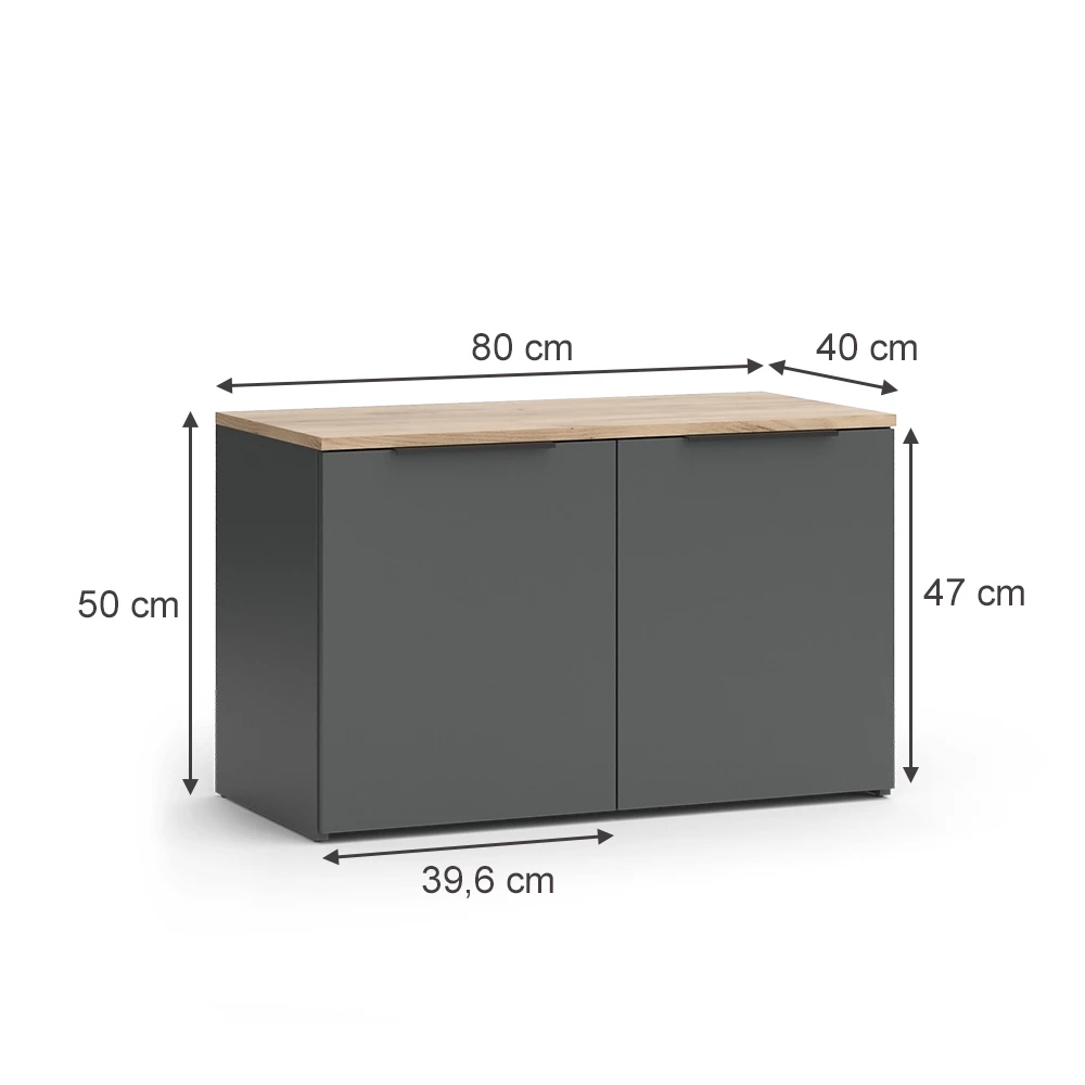 livinity® Kommode Anthrazit 80 x 50 cm mit 2 Türen, Wido