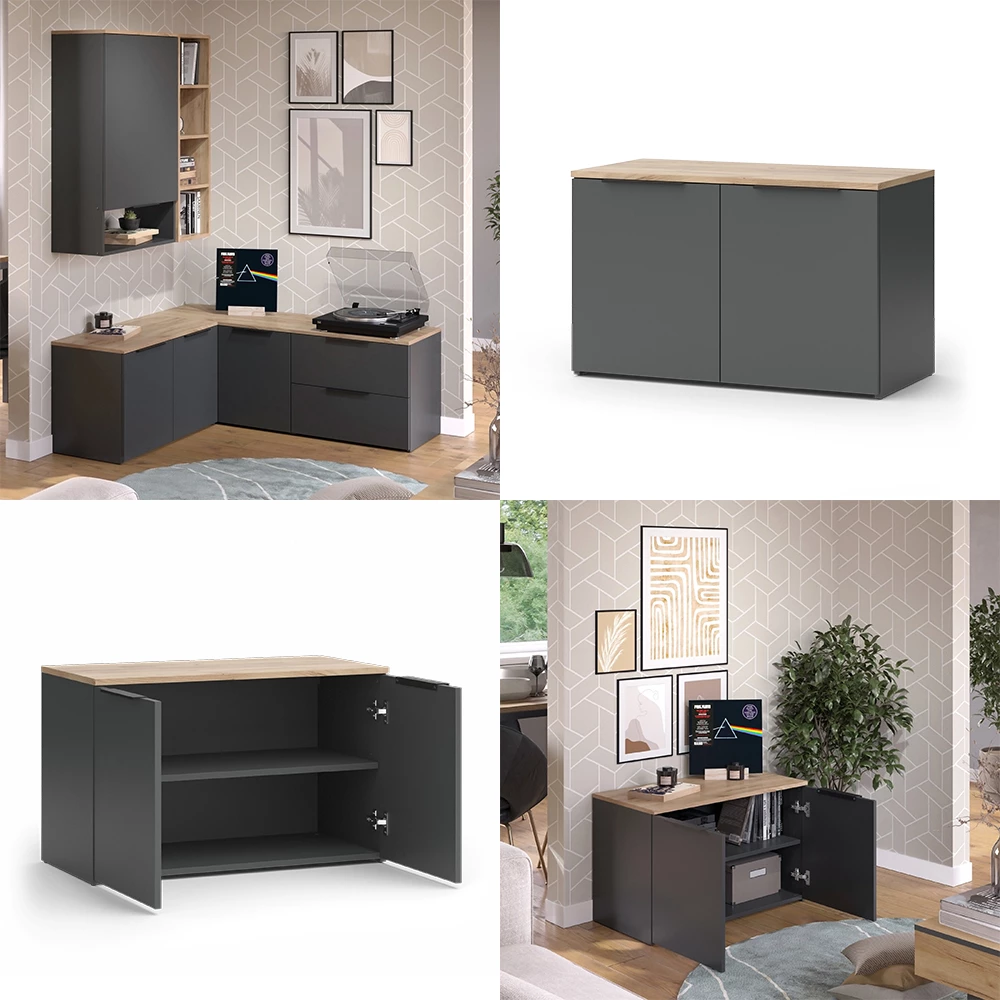 livinity® Kommode Anthrazit 80 x 50 cm mit 2 Türen, Wido