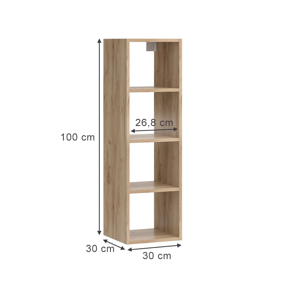 Wandregal in Anthrazit auf weißem Hintergrund mit sichtbaren Maßen