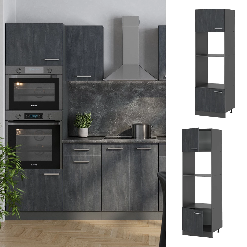 Vicco Küchenmöbel Schwarz Beton 60 cm, R-Line
