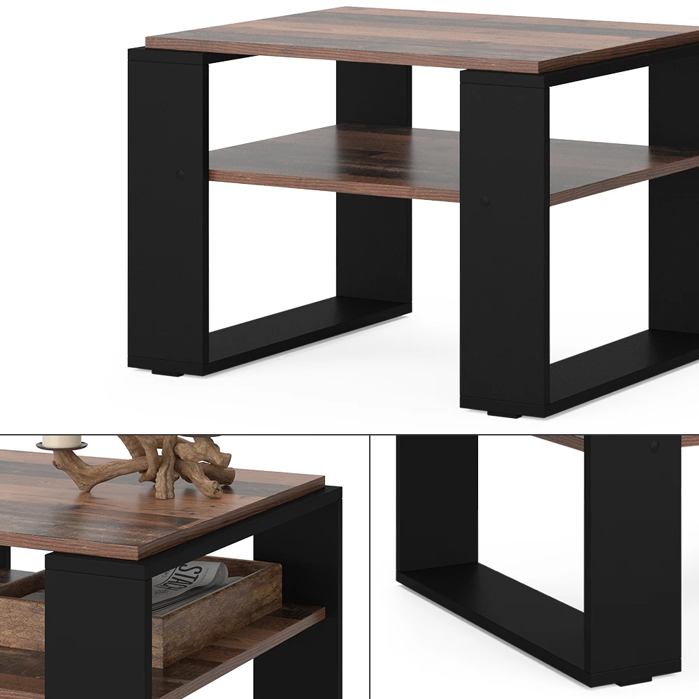 Yumi ovale houten salontafel zwart - 130 x 65 cm