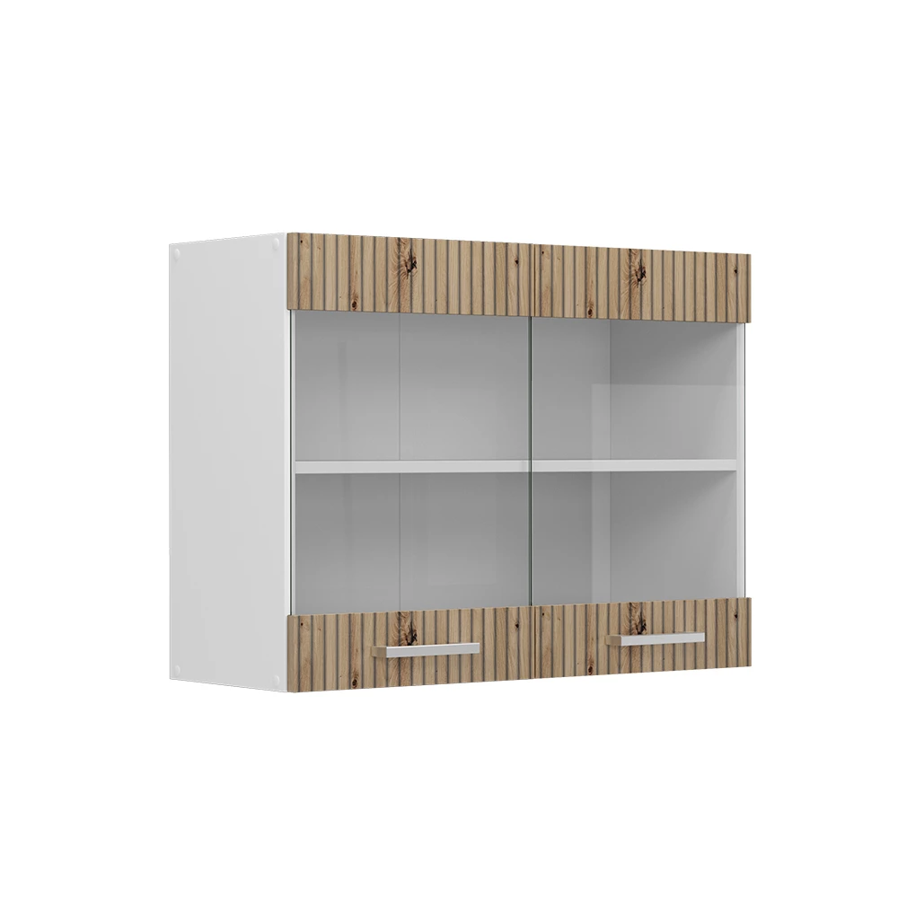 Küchenschrank Glas u boji hrast Artisan na bijeloj pozadini