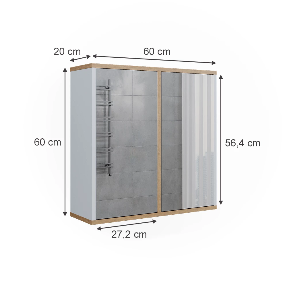 Vicco Badspiegelschrank Weiß/Artisan 60 x 60 cm mit zwei Spiegeltüren, Didi