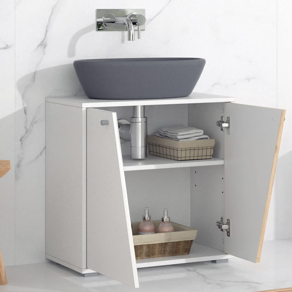 Vicco Mobiletto per lavabo Bianco/Artisan 60 x 59 cm, Irida