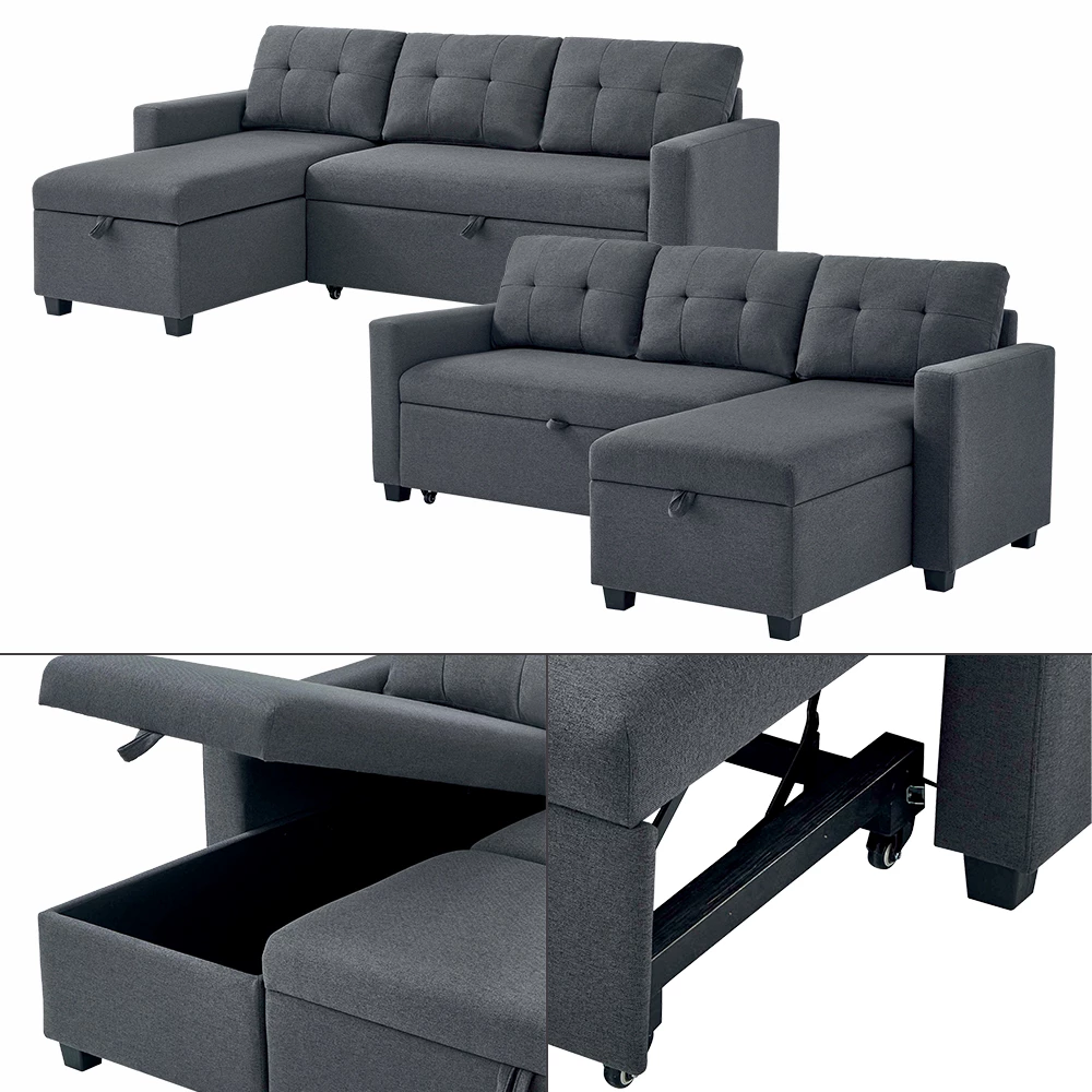 livinity® Sofa L Form Grau 226 x 163 cm mit Schlaffunktion, Campina