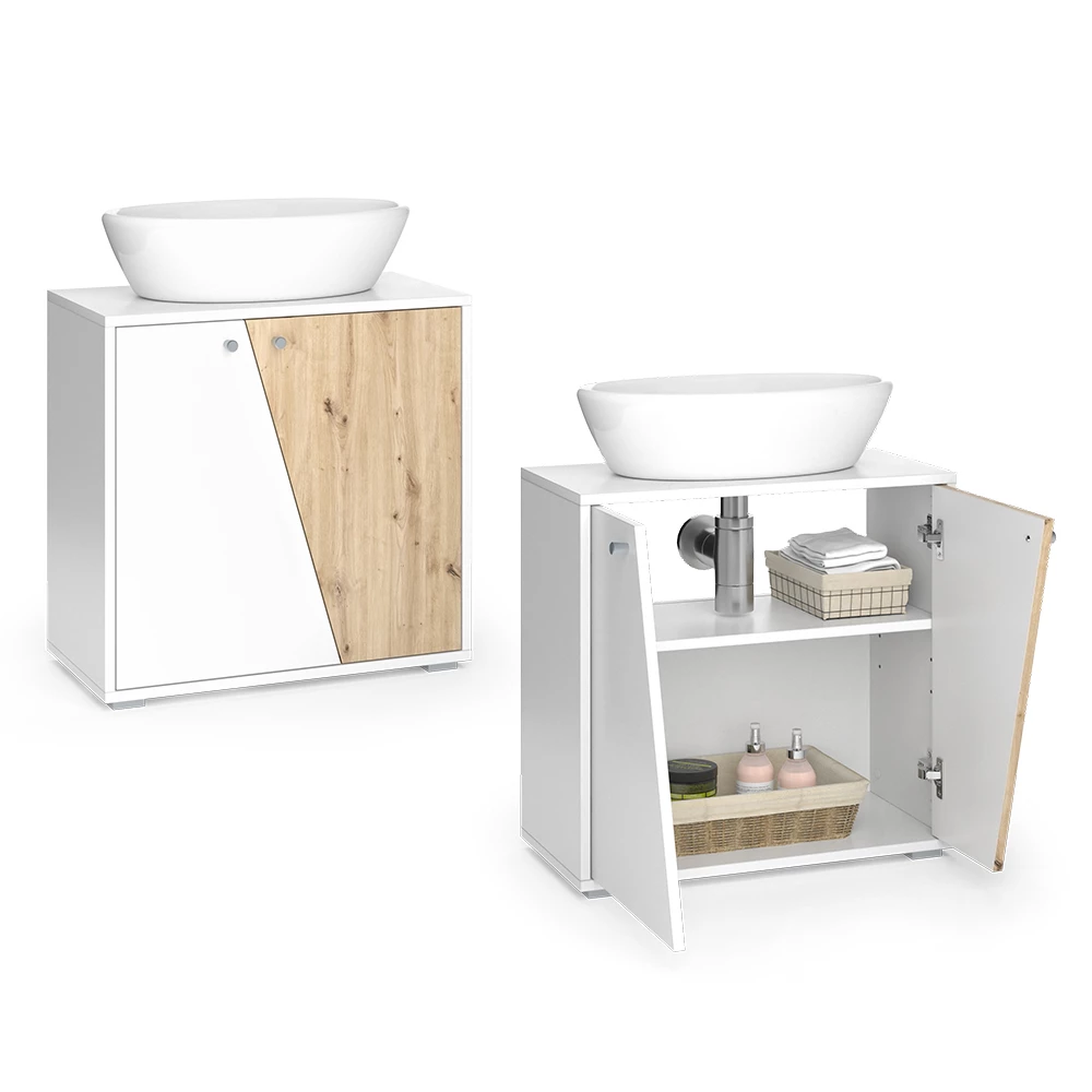 Vicco Mobiletto per lavabo Bianco/Artisan 60 x 59 cm, Irida