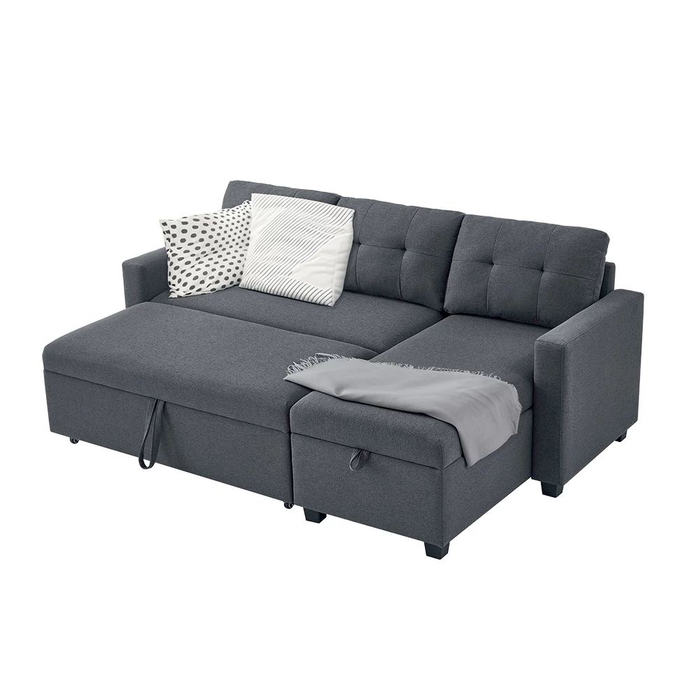 livinity® Sofa L Form Grau 226 x 163 cm mit Schlaffunktion, Campina