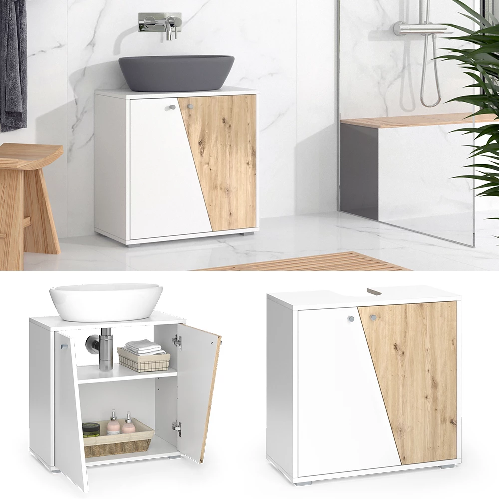 Vicco Waschbeckenunterschrank Weiß/Artisan 60 x 59 cm, Irida