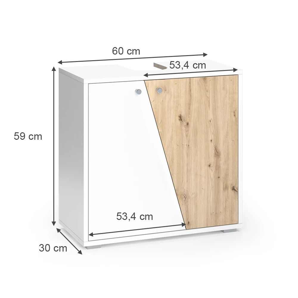 Vicco Mobiletto per lavabo Bianco/Artisan 60 x 59 cm, Irida