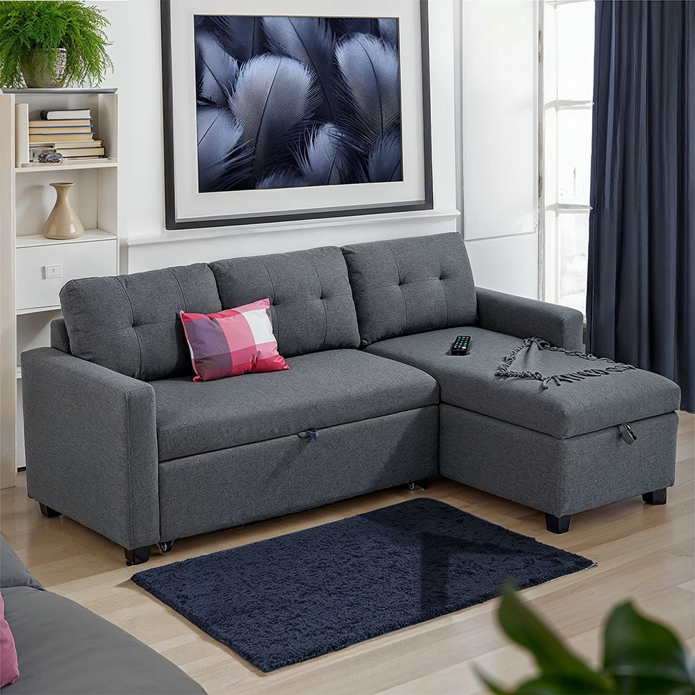 livinity® Sofa L Form Grau 226 x 163 cm mit Schlaffunktion, Campina