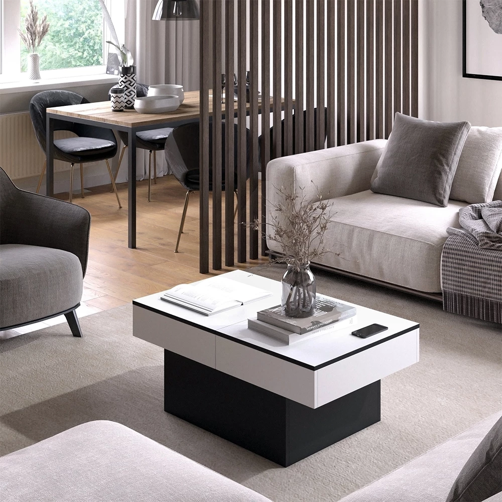 Vicco Couchtisch Schwarz 95 x 58 cm Ausziehbar, Boto