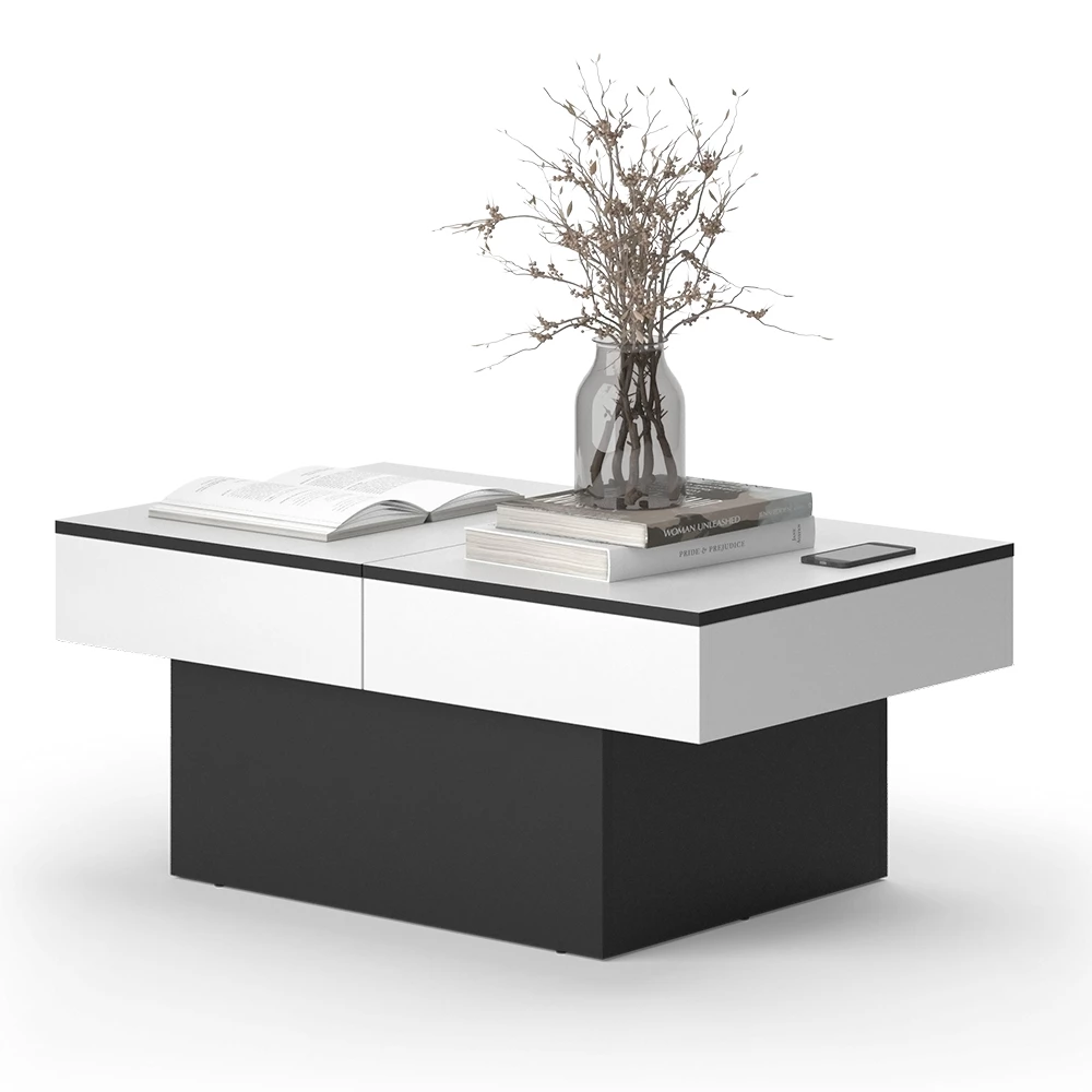 Vicco Couchtisch Schwarz 95 x 58 cm Ausziehbar, Boto
