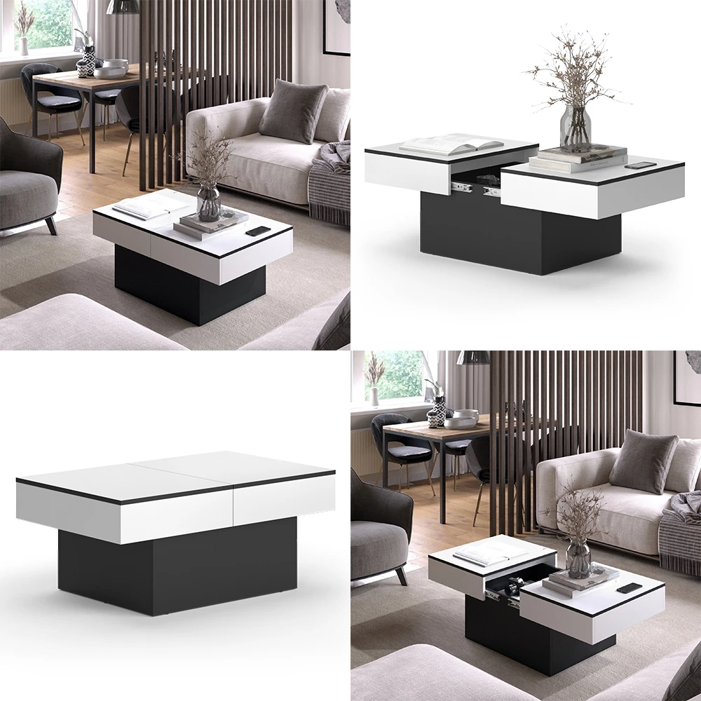 Vicco Couchtisch Schwarz 95 x 58 cm Ausziehbar, Boto