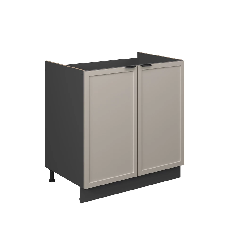 Spülenunterschrank in GrauBeige auf weißem Hintergrund