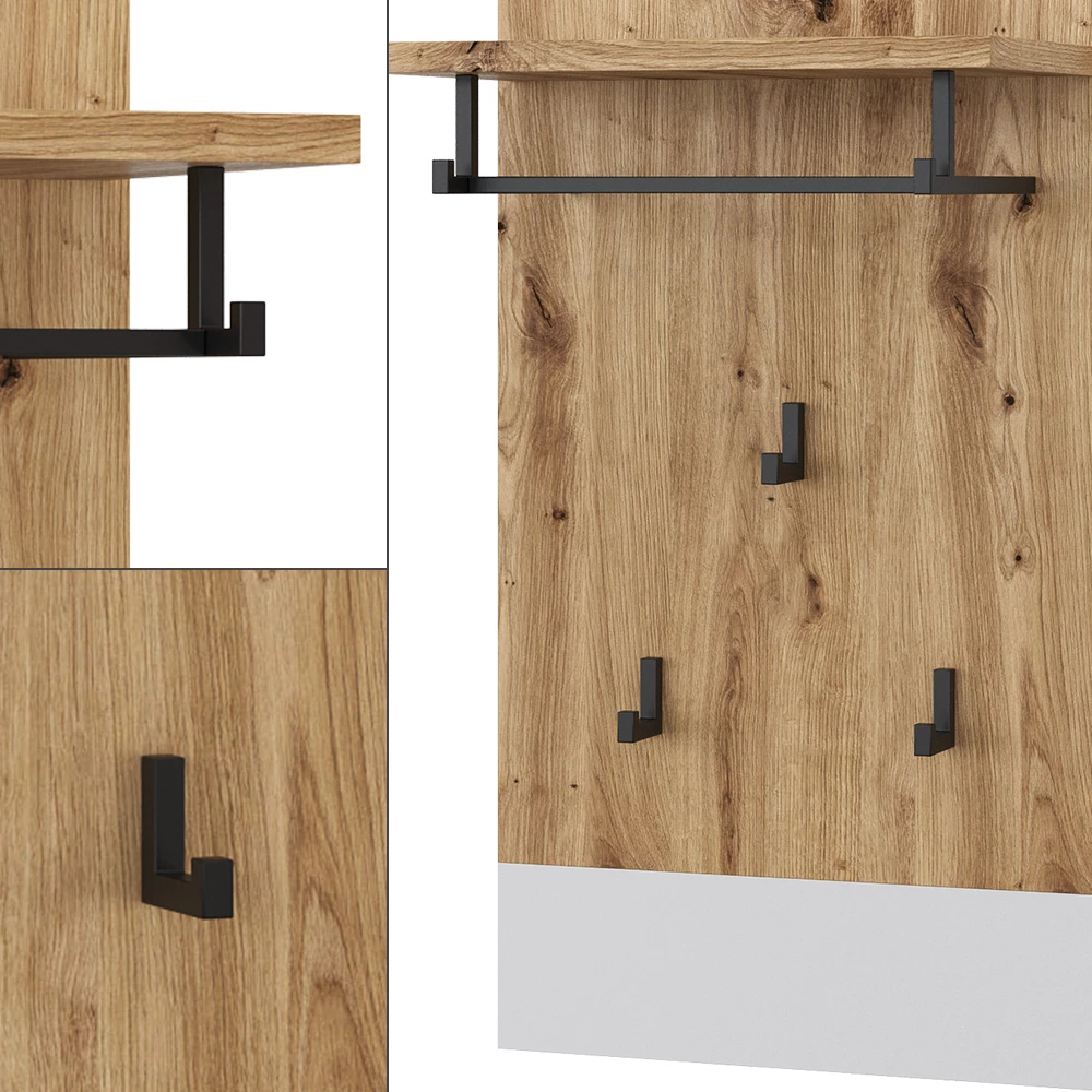 livinity® Wandgarderobe Weiß/Artisan 44 x 83 cm, Selena