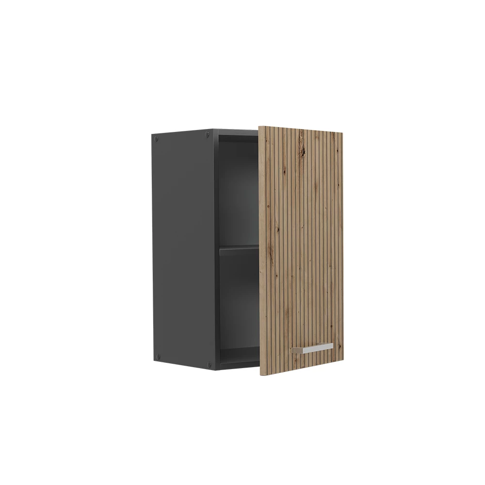 Hängeschrank in Artisan-Eiche, dargestellt im Ambiente mit Dekoration