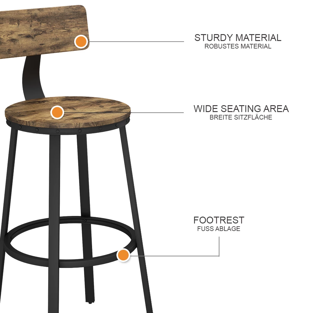 Barhocker Caracas Eiche rustikal 34 x 102 cm 2er Set livinity®