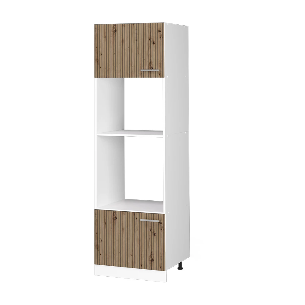 Mikrowellenschrank in Artisan-Eiche auf weißem Hintergrund