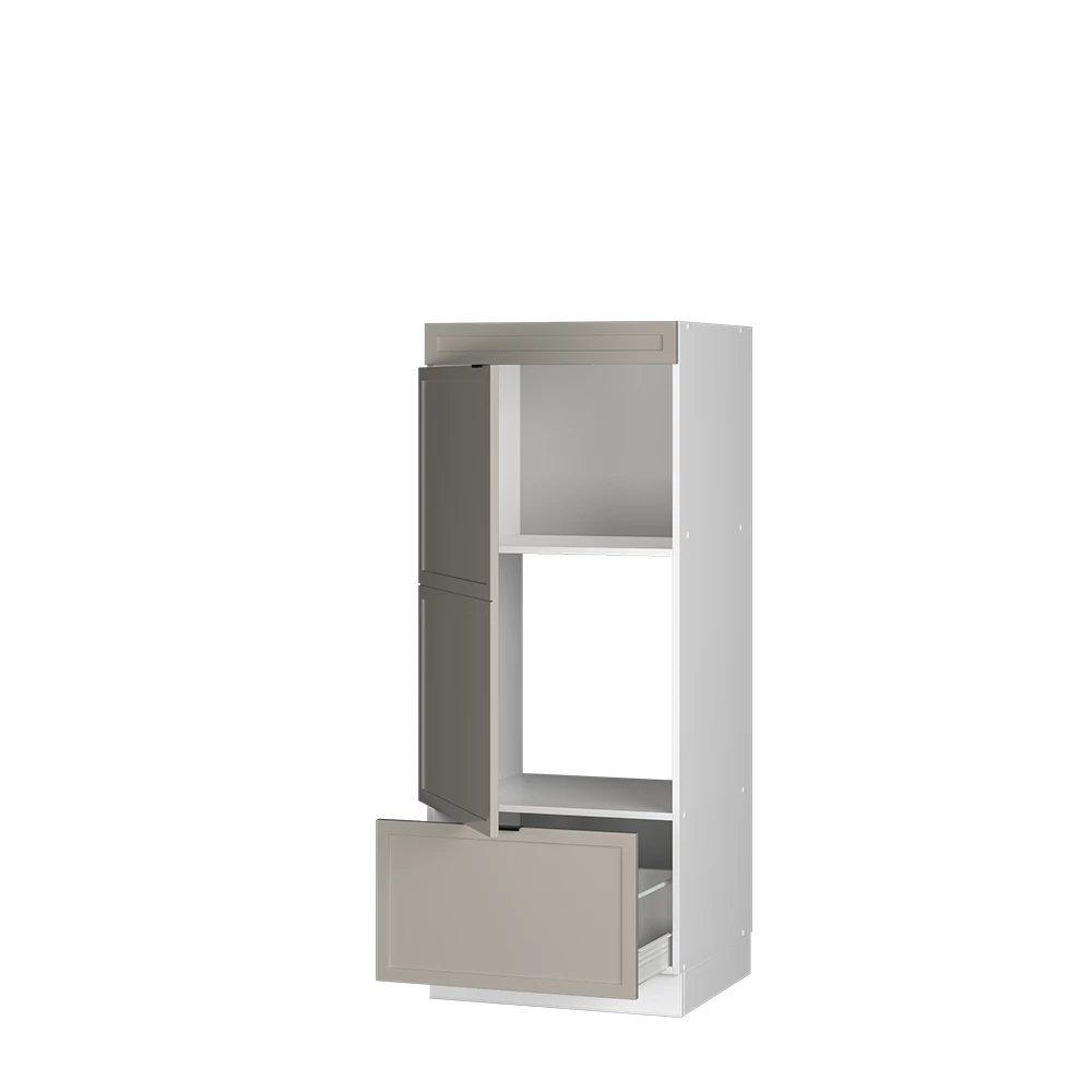 Armoire micro-ondes en GrisBeige sur fond blanc