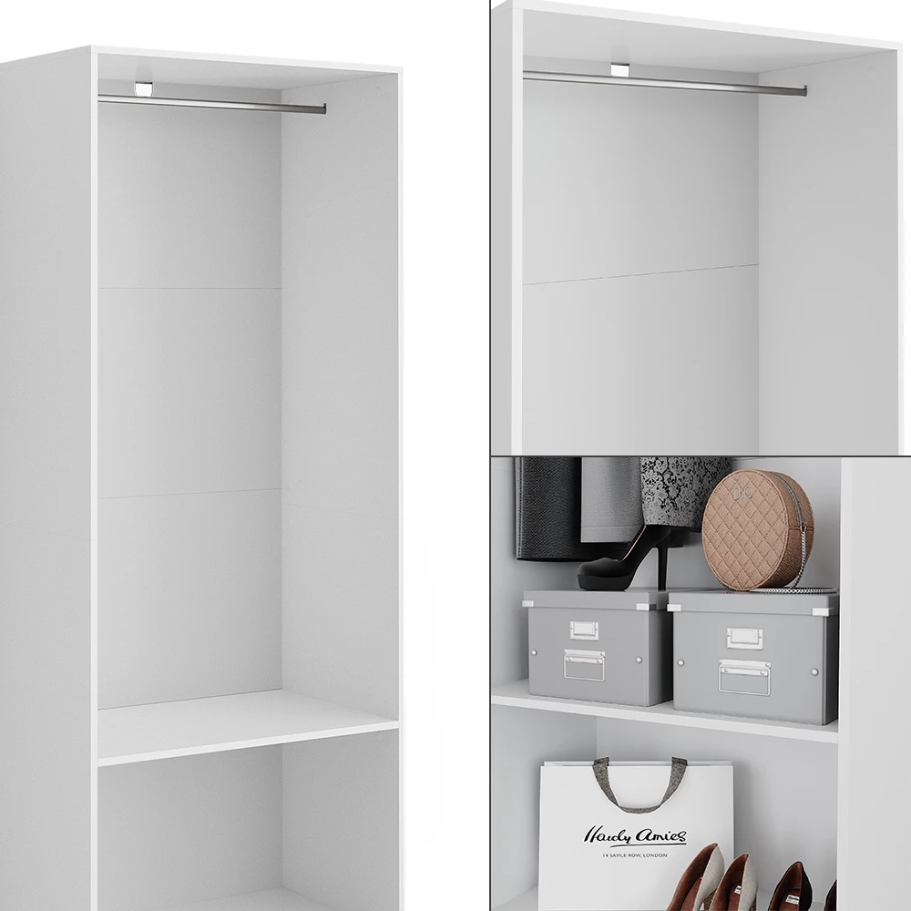 Nærbillede af Garderobe i farven Hvid, der viser design og overfladedetaljer