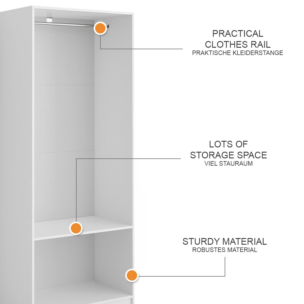 Vicco Garderobe Hvid 80 x 200 cm, Elmo