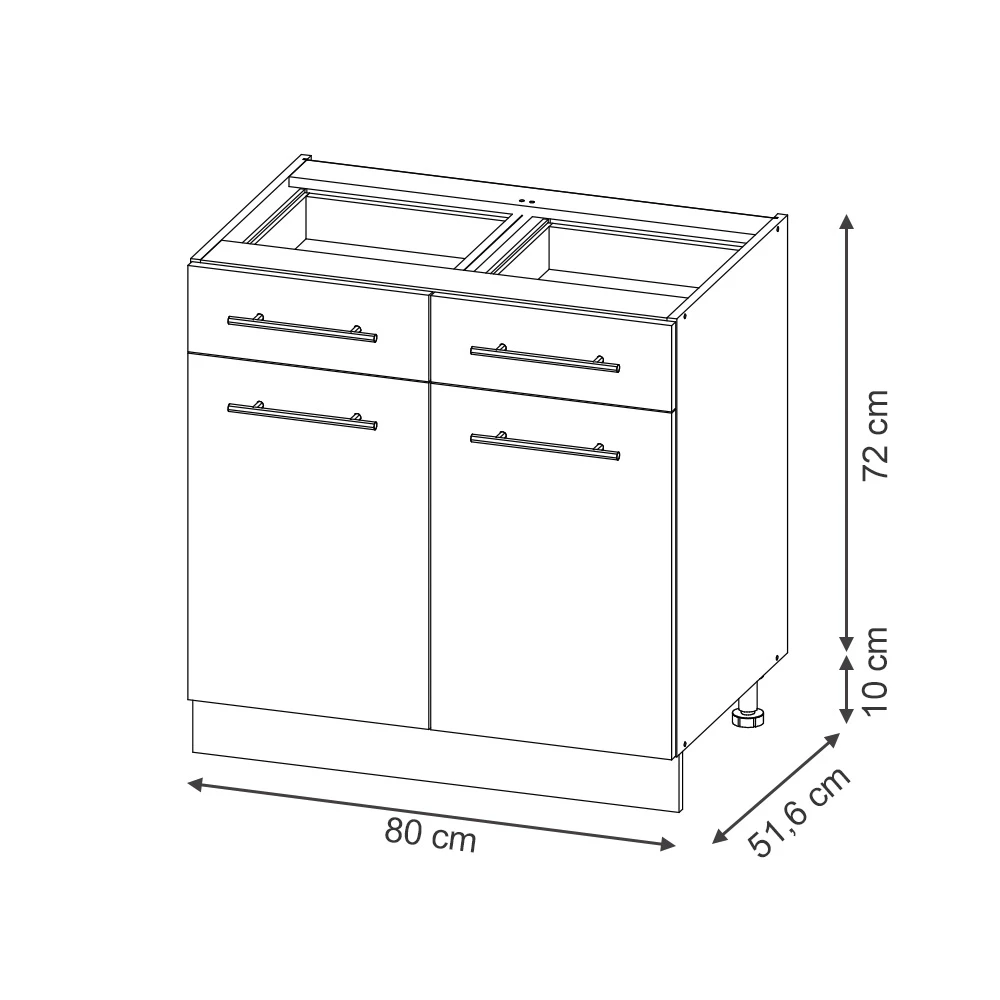 Vicco Schubunterschrank Eiche Paneel 80 cm , RP Hrast, Fame-Line