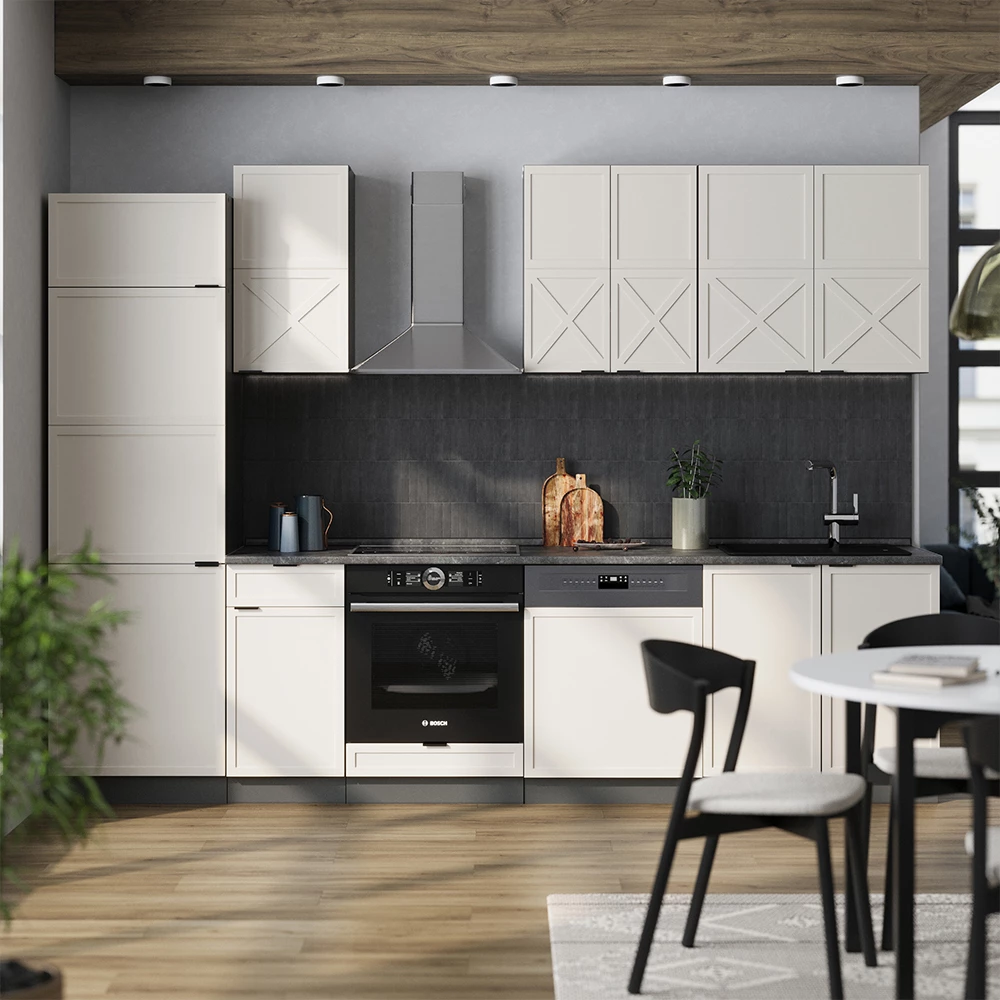 Kitchenette in GriBej/Antracit on white background