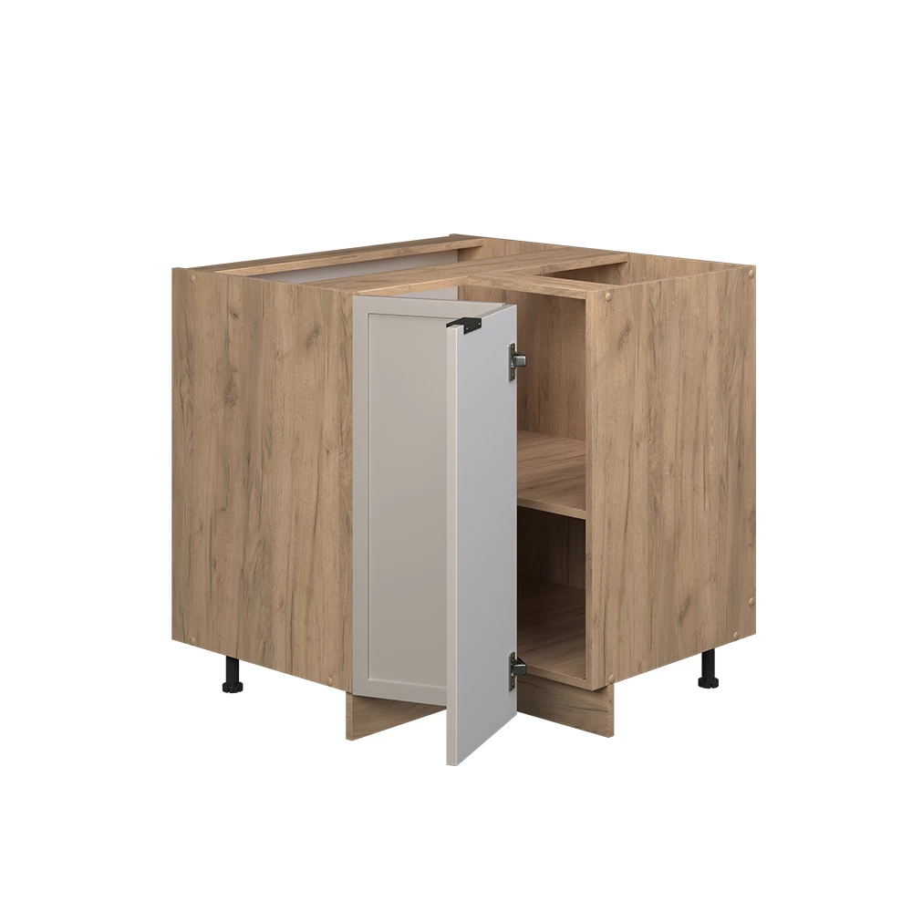 Eckunterschrank  in GrauBeige auf weißem Hintergrund