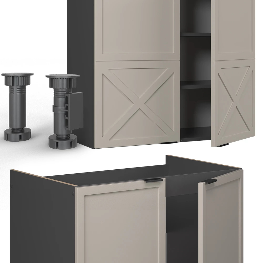 Gros plan de Cuisine en GrisBeige/Anthracite, montrant la texture/les détails