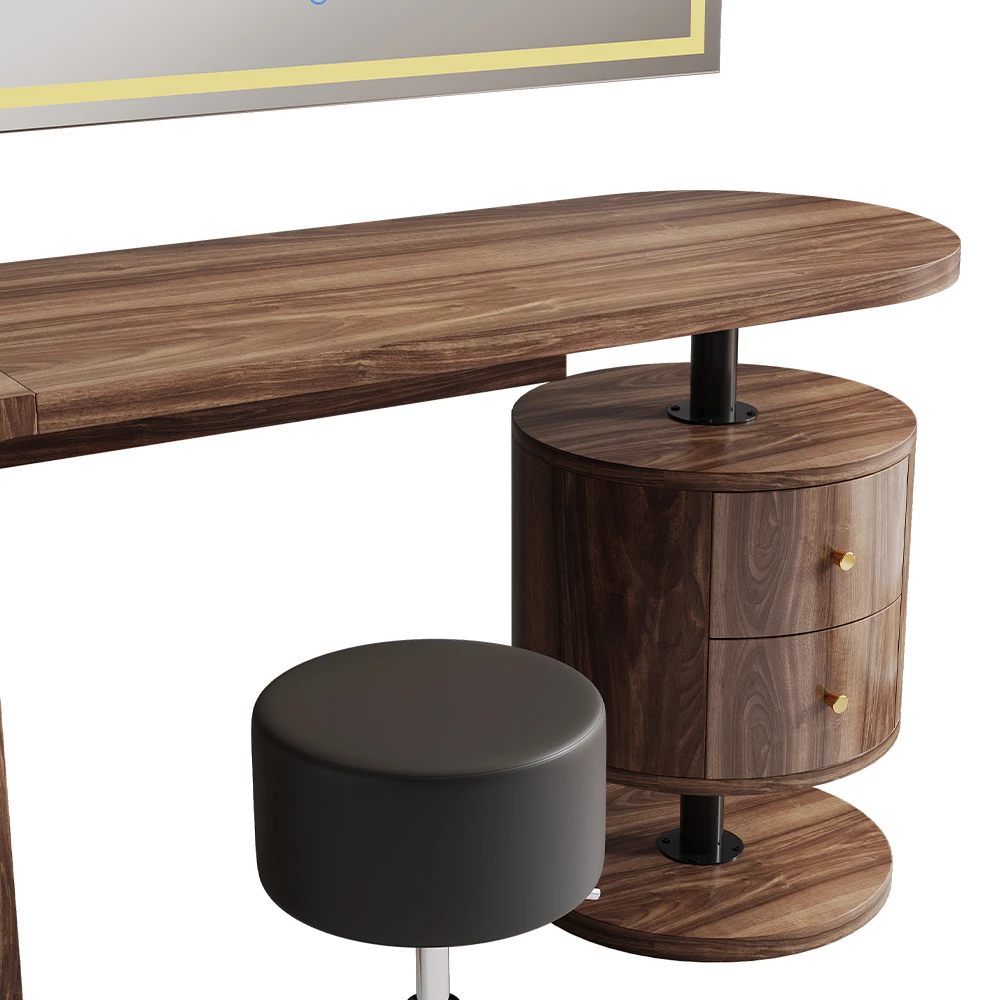 Vicco Schminktisch "Lara", Eiche rustikal, 120 cm mit LED-Spiegel und Hocker