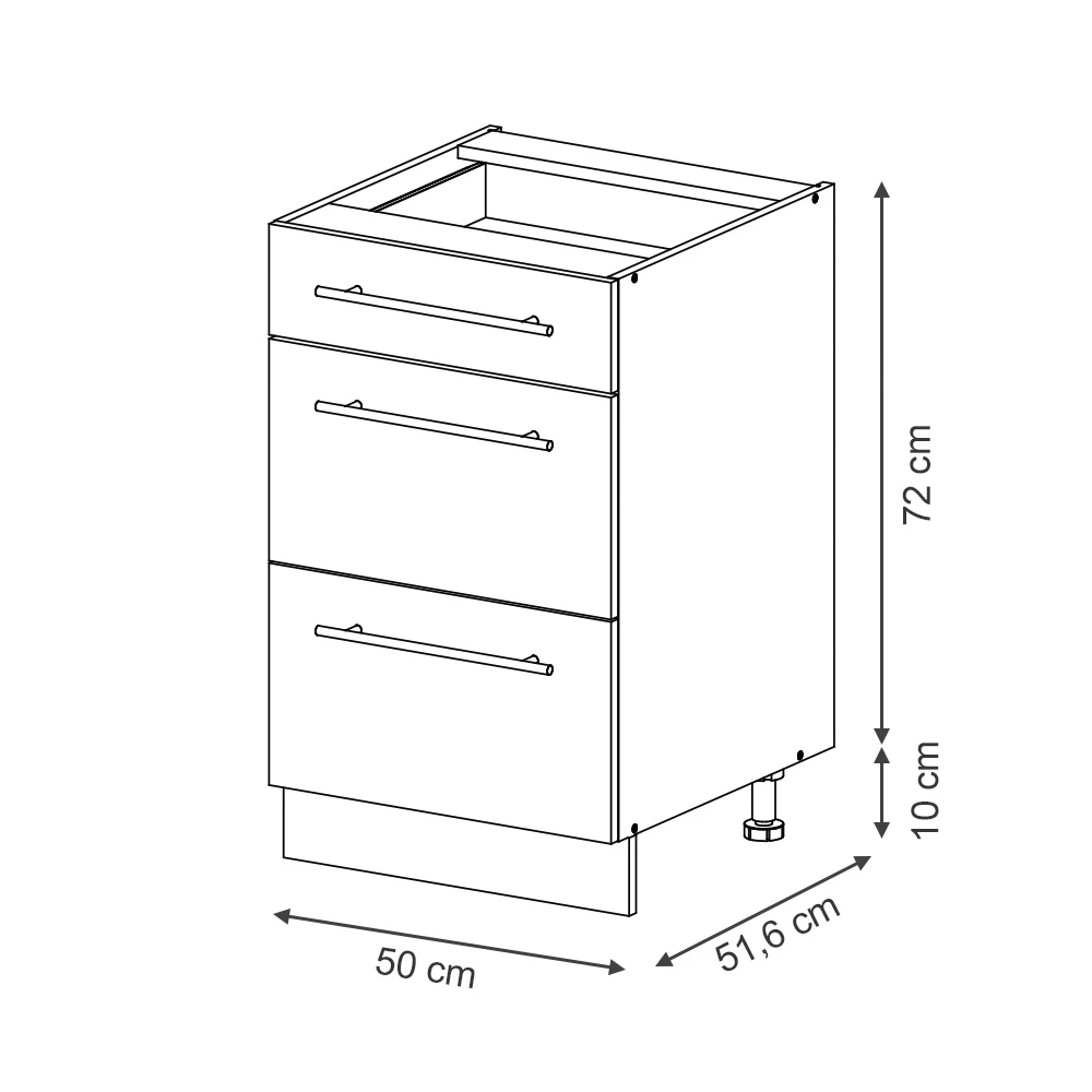 Vicco Dulap de bază pentru bucătărie Panou de stejar 50cm, AP Goldkraft, Fame-Line