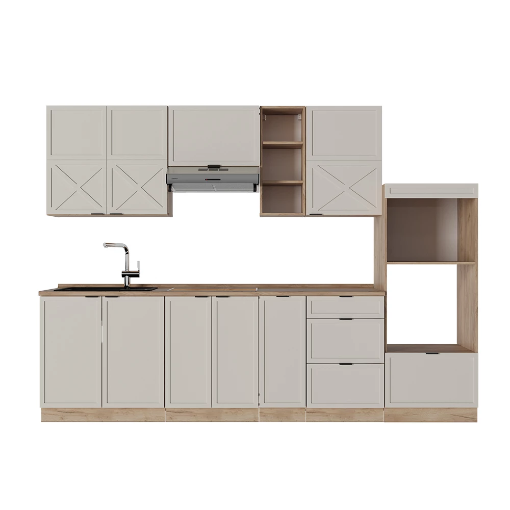 Kitchenette in CinzaBege/Carvalho Dourado on white background