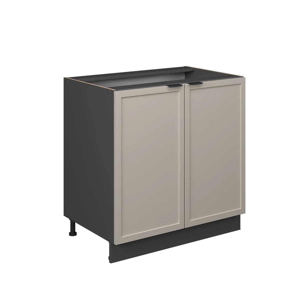 Spülenunterschrank in GrauBeige auf weißem Hintergrund