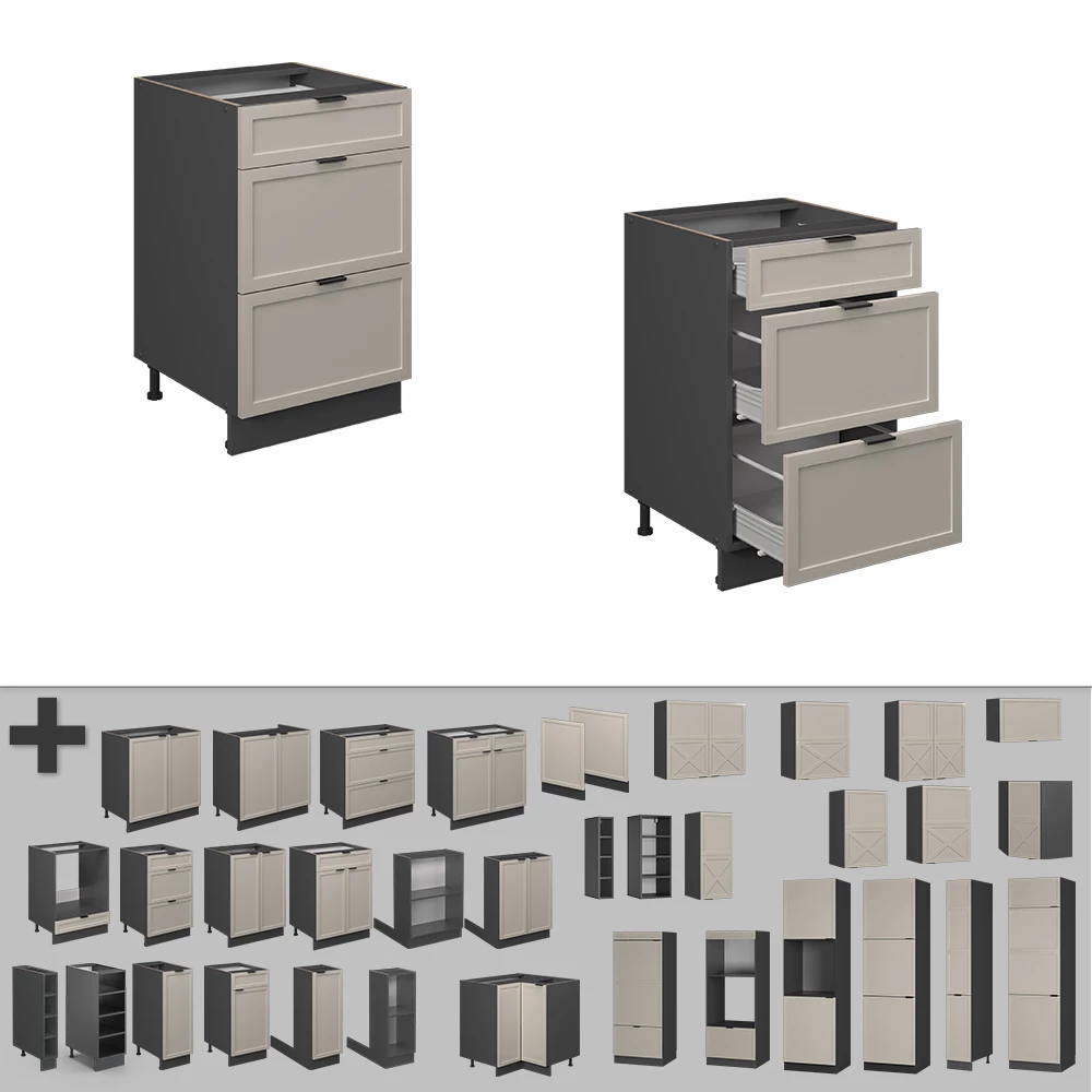 Close-up of Keukenonderkast in GrijsBeige, showing design and surface details