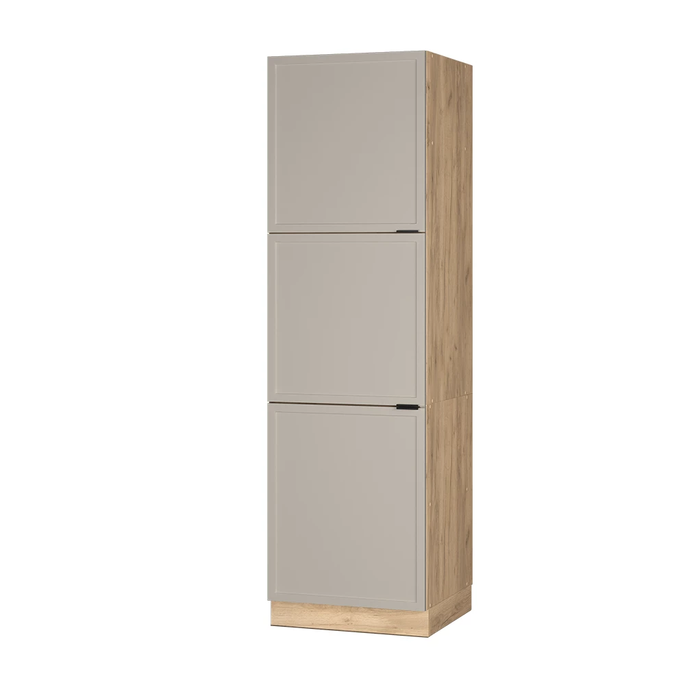 Küchenschrank in GrauBeige auf weißem Hintergrund