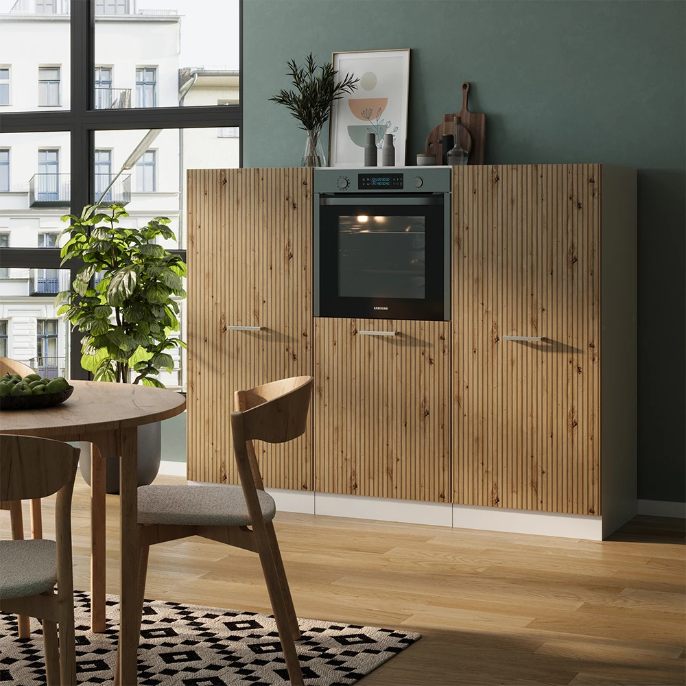 Vicco Cucine componibili piccole Rovere artigianale/bianco 180 cm senza piano di lavoro, R-Line