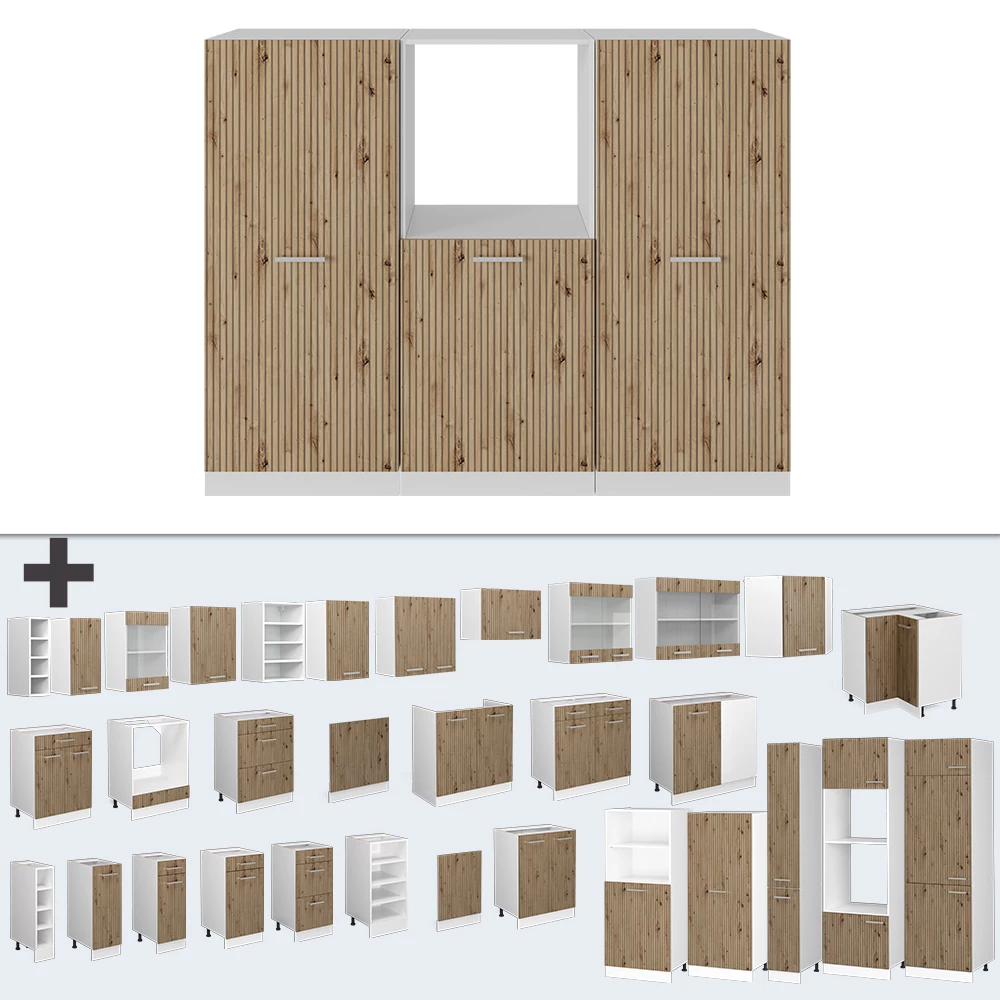 Vicco Küchenblock Artisan Eiche/Weiß 180 cm ohne Arbeitsplatte, R-Line