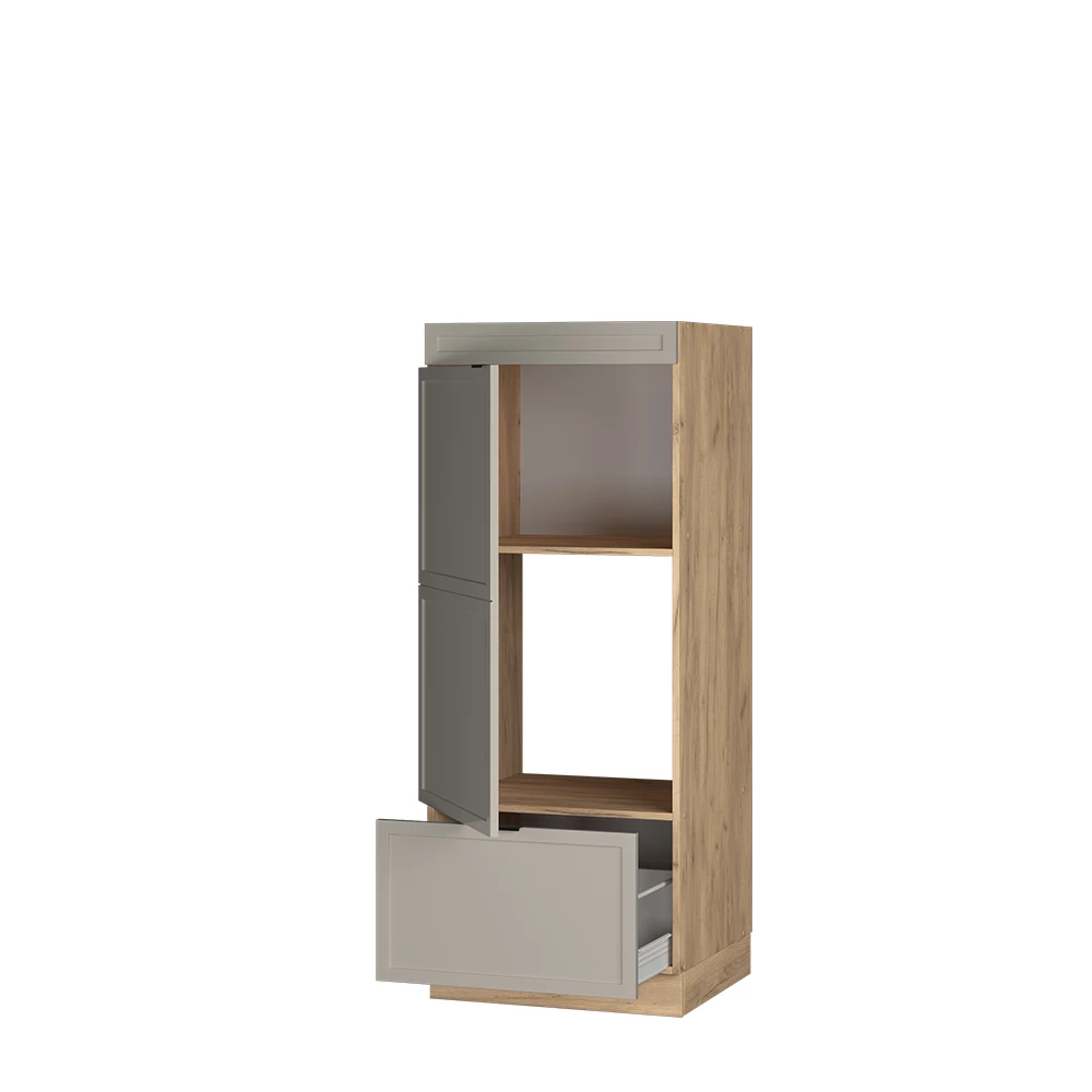 Armoire pour micro-ondes en GrisBeige sur fond blanc